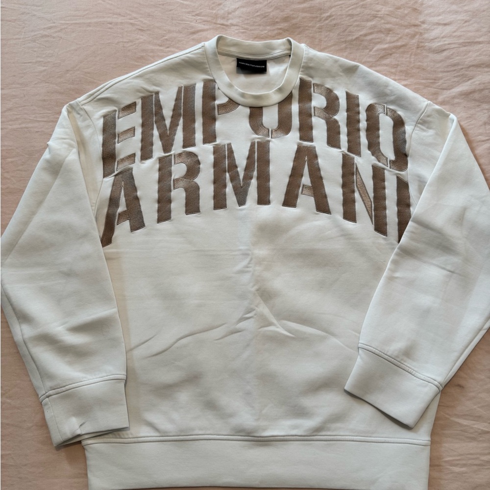 Emporio Armani Embroidered Men's Cream Sweater